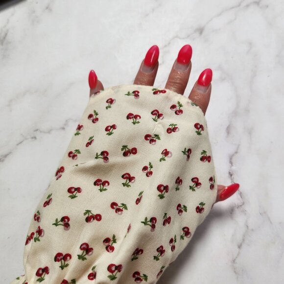 VTG Cherry Print Blouse Peter Pan Collar Long Sleeve Top Shirt Jacket Size L - Picture 7 of 11